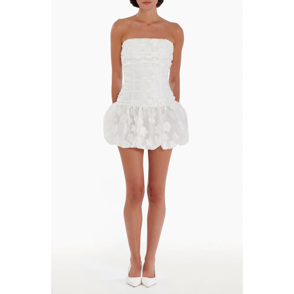 Amanda Uprichard Rendezous Strapless Bubble Hem Minidress In White