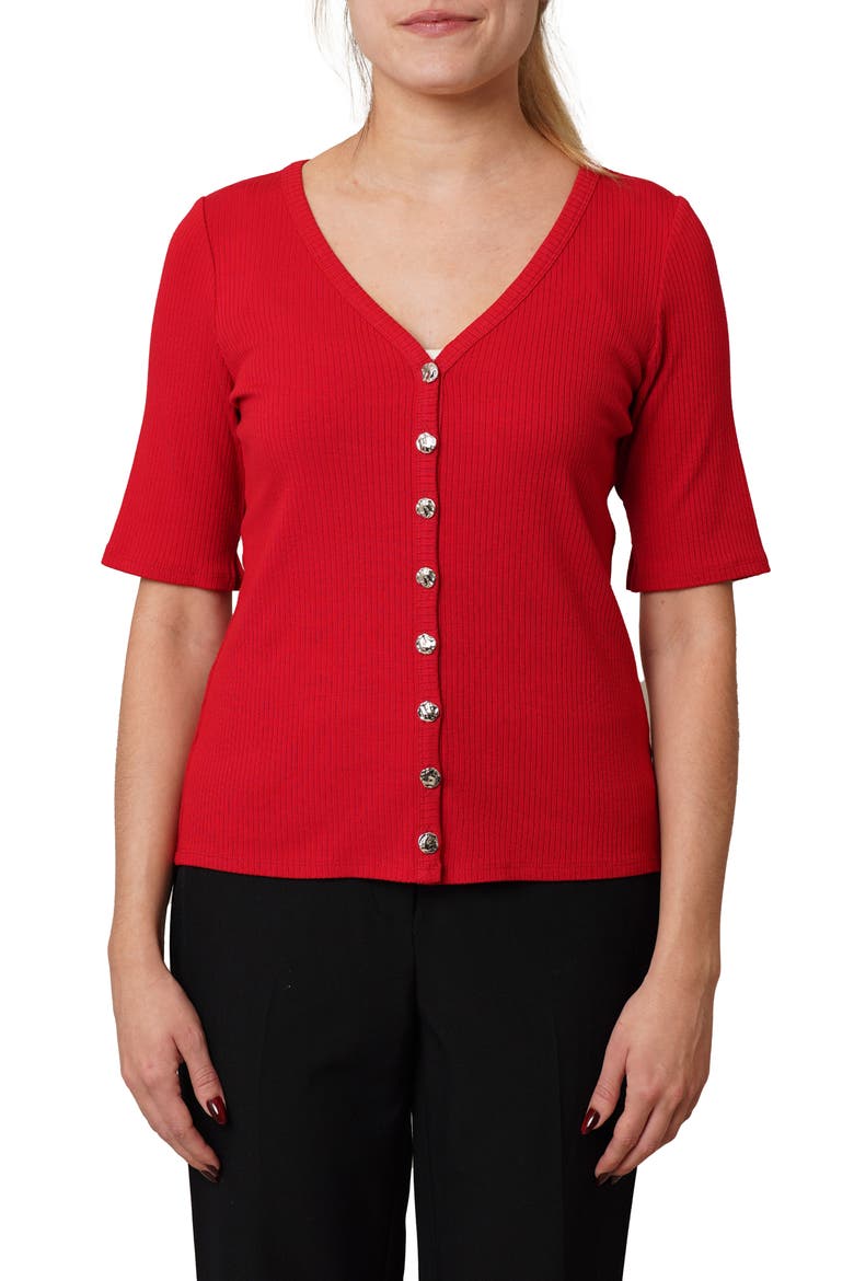 V-Neck Elbow Length Sleeve Cardigan, Main, color, SALSA