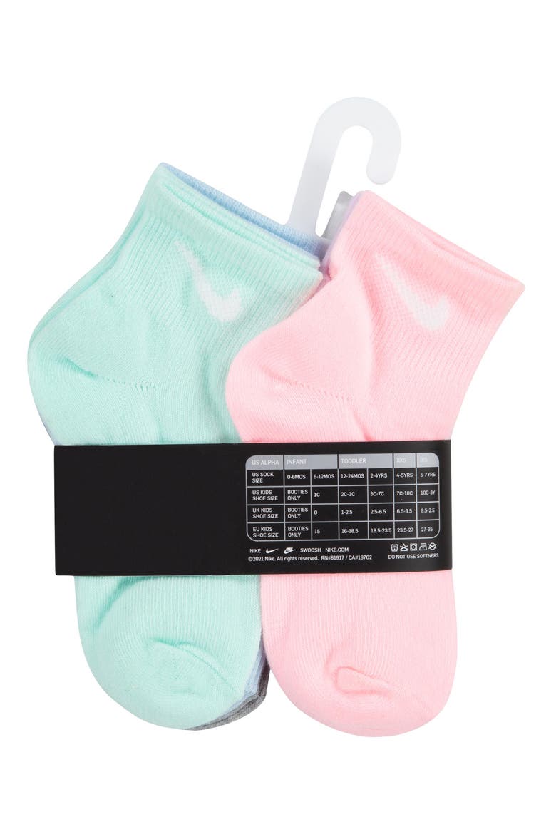 Kids' Metallic 6-Pack Swoosh Quarter Socks, Alternate, color, DOLL