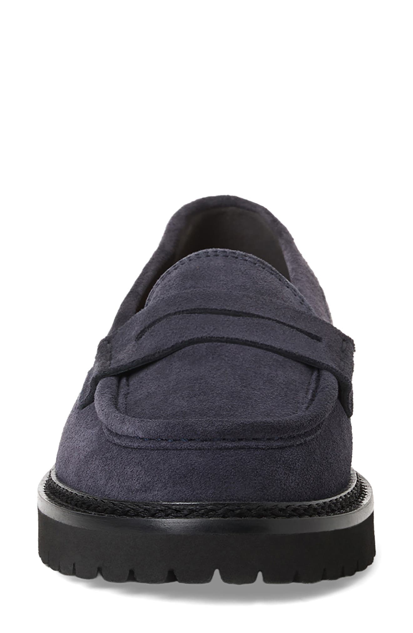 Merry Waterproof Lug Sole Penny Loafer, Alternate, color, NAVY SUEDE