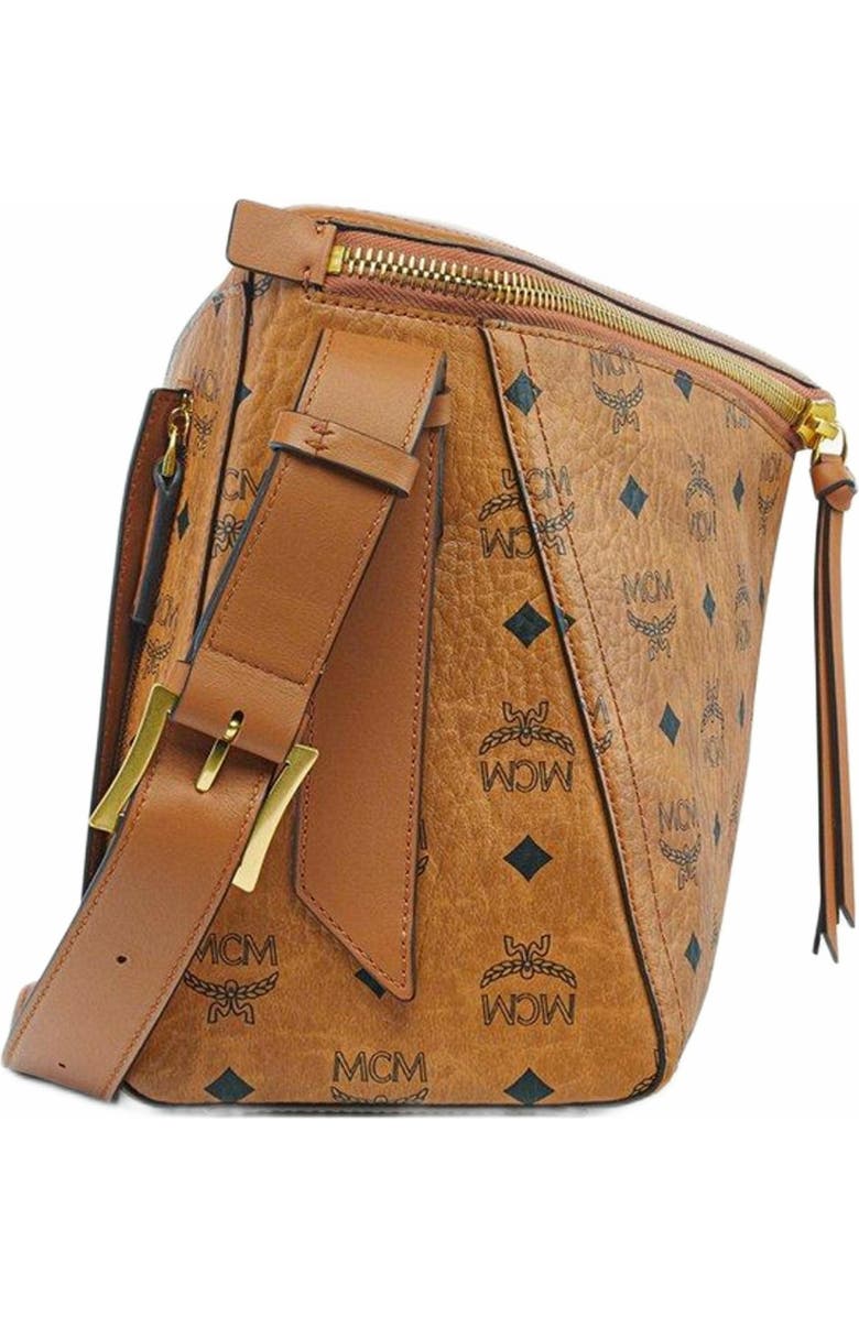 MCM Diamant 3D Shoulder Bag in Visetos Leather Mix, Alternate, color, Cognac