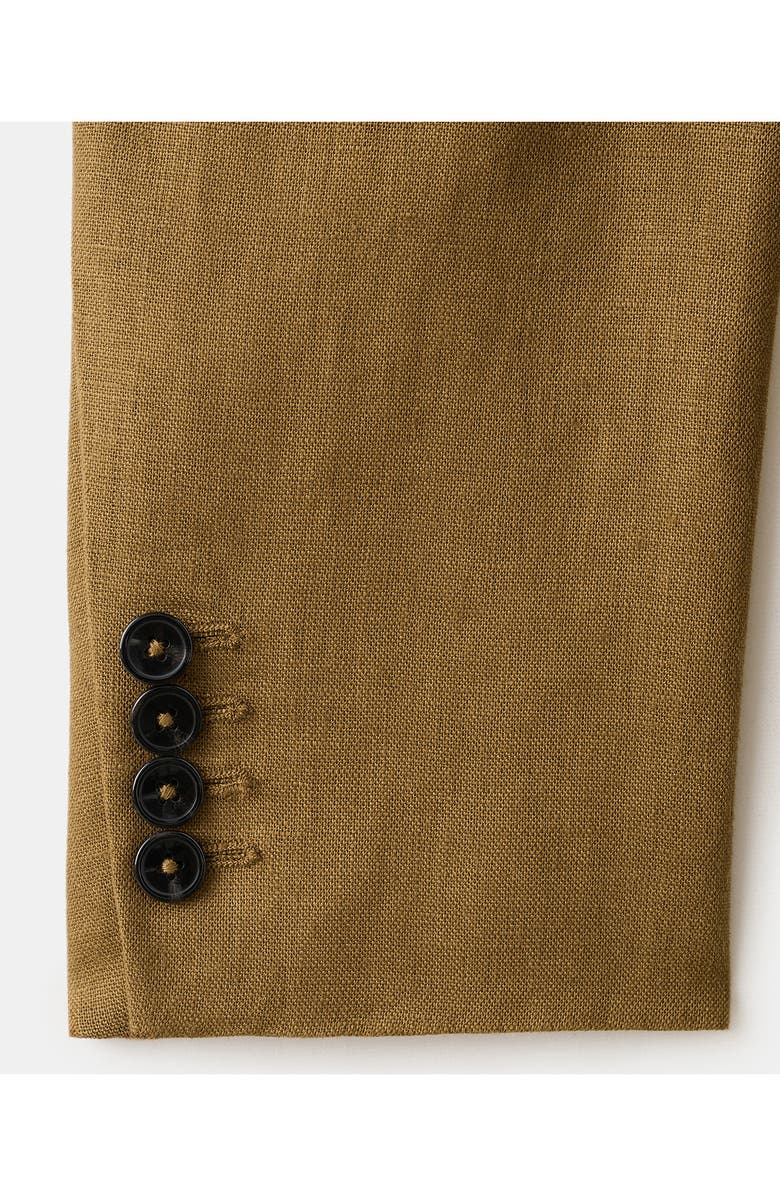 MANGO Double Breasted Linen Blazer, Alternate, color, Olive Green