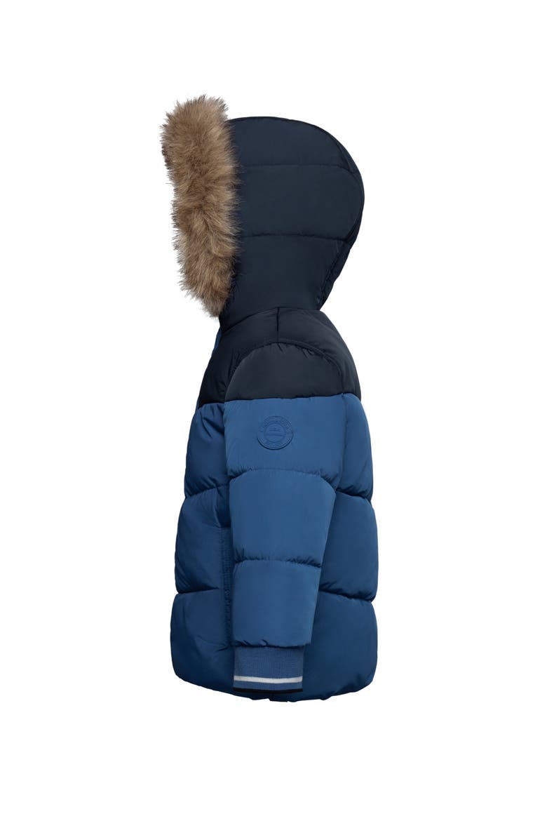 Fleece Lined  Puffer Coat with Removable Trim, Alternate, color, Navy