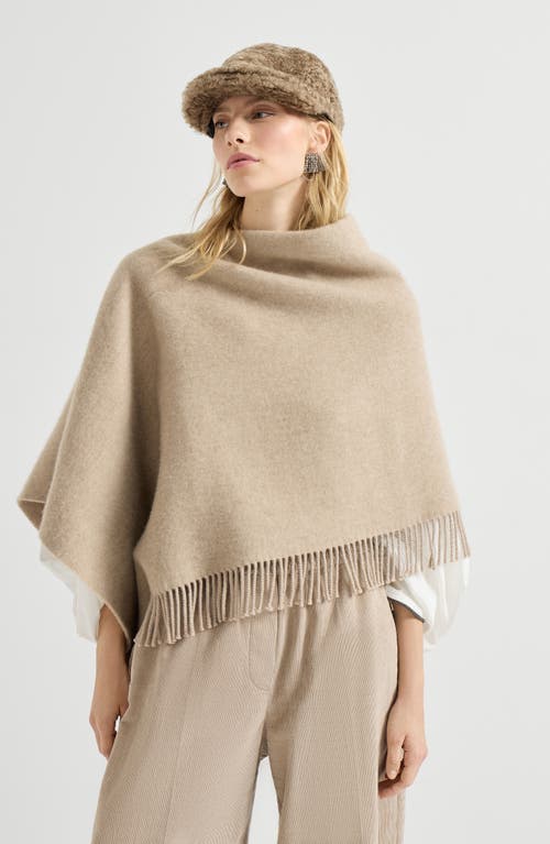 Brunello Cucinelli Double Cloth Poncho In Neutral