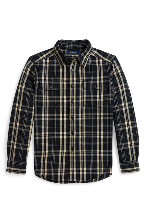 Kids' Plaid Cotton Flannel Button-Down Shirt (Big Kid)