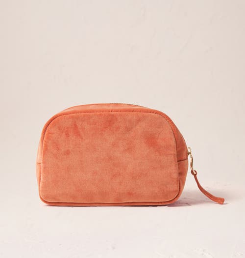 Elizabeth Scarlett Sun Goddess Velvet Makeup Bag In Orange