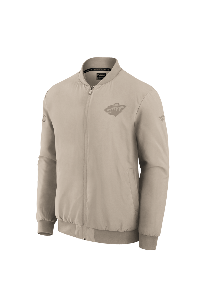 Men's Fanatics Tan Minnesota Wild Authentic Pro Road Lightweight Full-Zip Bomber Jacket, Alternate, color, Tan
