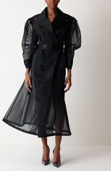 Dolce&Gabbana Puff Sleeve Sheer Trench Coat | Nordstrom