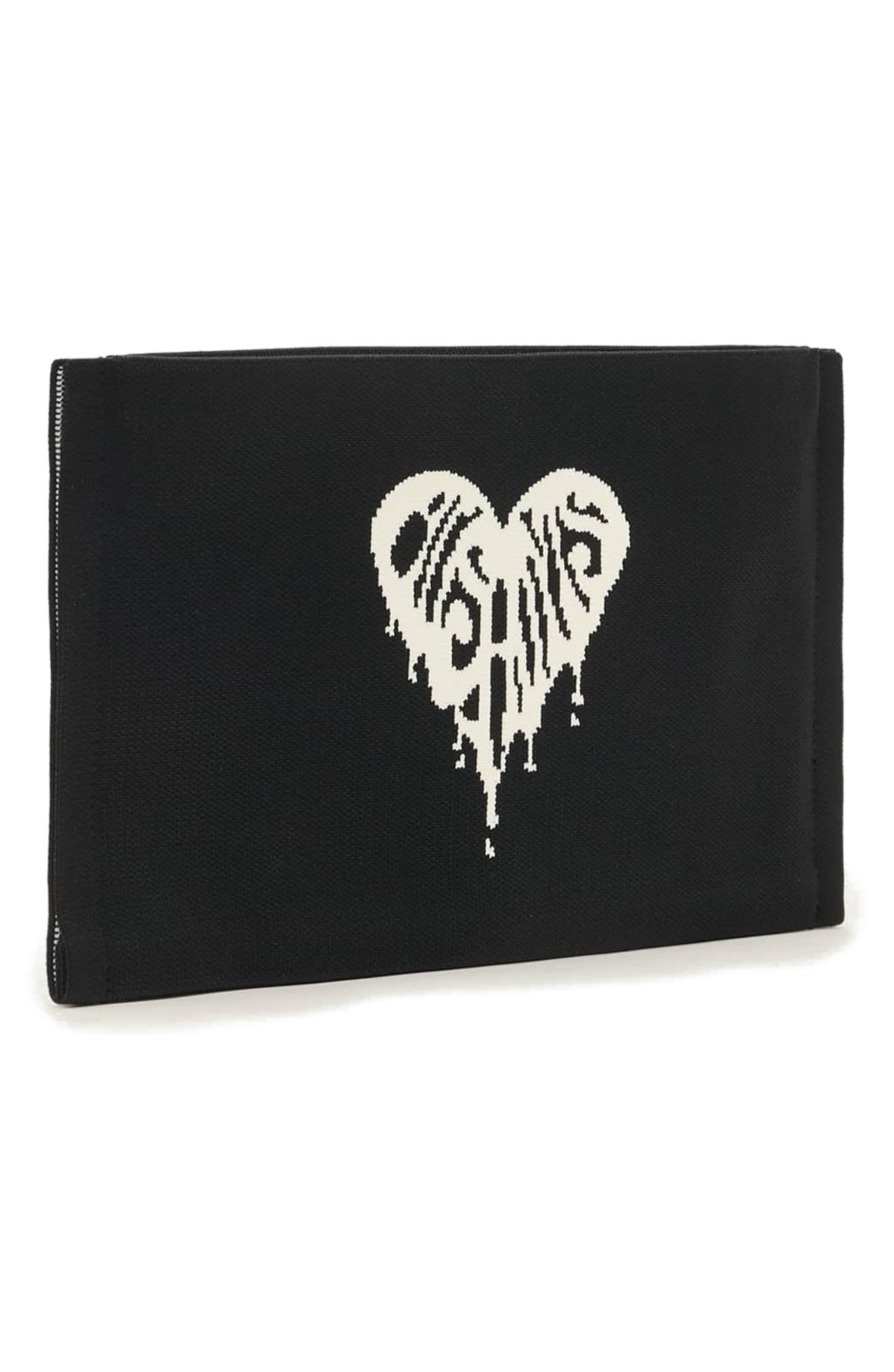 AllSaints Izzy Heart Clutch, Alternate, color, Black