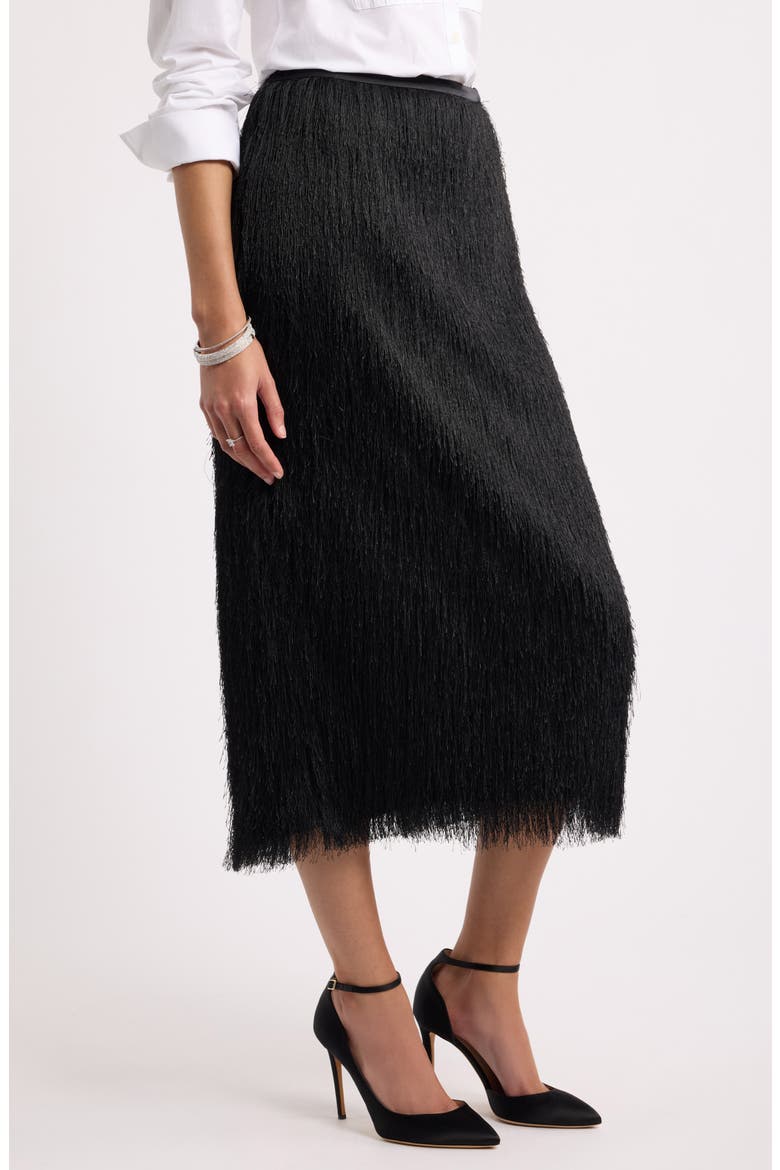 Fringe Column Midi Skirt, Alternate, color, BLACK
