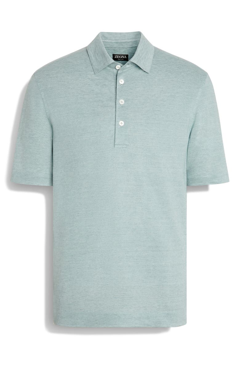 ZEGNA Linen Polo, Alternate, color, Bright Blue