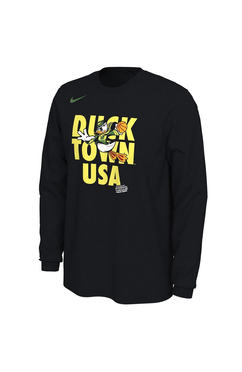 Nike Men's Nike  Black Oregon Ducks Duck Town Shootaround Long Sleeve T-Shirt, Alternate, color, 