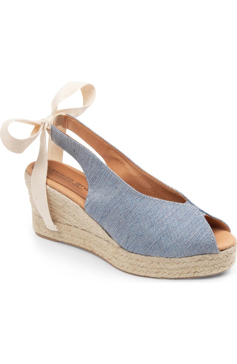 patricia green Dolce Espadrille Wedge Sandal, Main, color, Denim Lurex