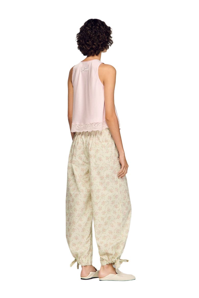 Floral-print wide-leg trousers, Alternate, color, Pink / green