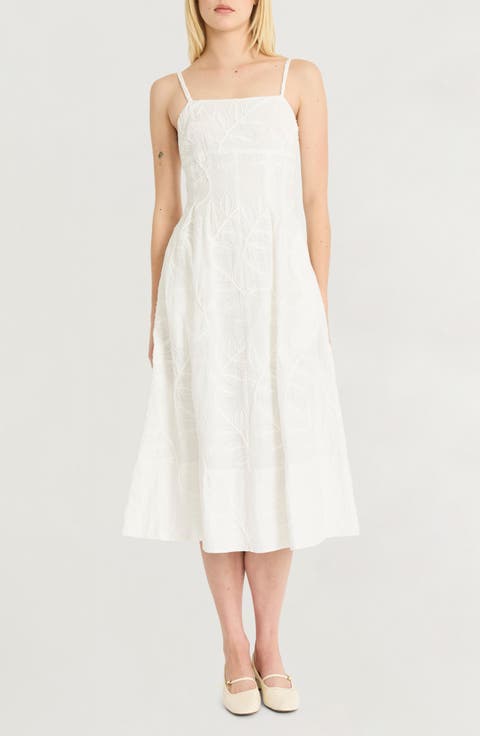 Embroidered Cotton A-Line Sundress