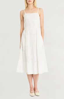 Luxely Embroidered Cotton A-Line Sundress