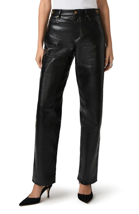 Emilie Faux Leather High Waist Tapered Jeans