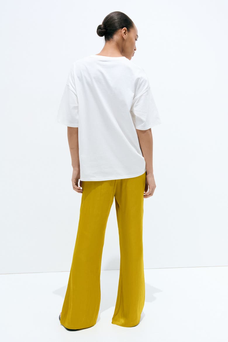 Flared Satin Trousers, Alternate, color, Mustard yellow