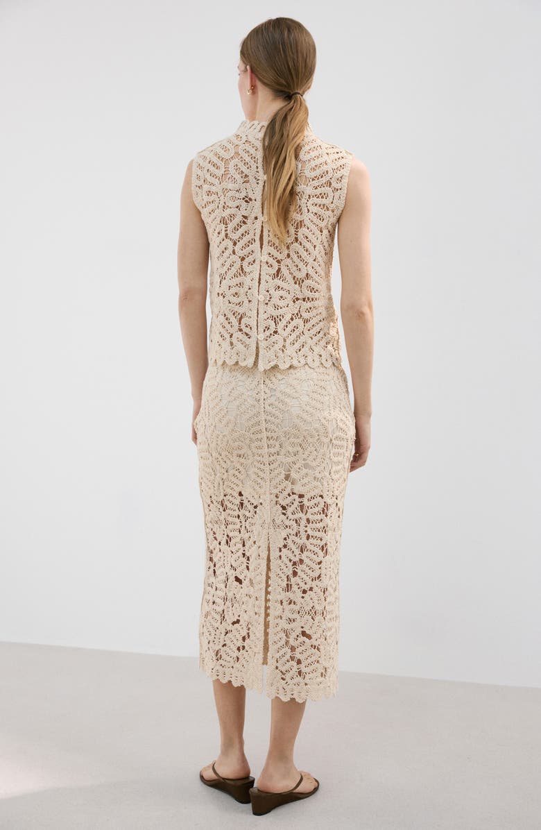 MANGO Chunky Stitch Cotton Blend Skirt, Alternate, color, Sand