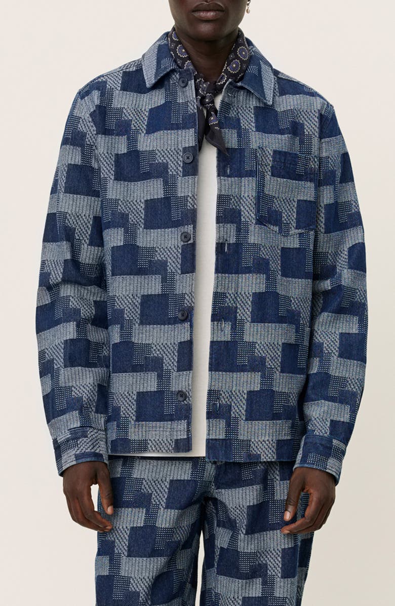 Les Deux Patchwork Jacquard Cotton Overshirt, Main, color,
