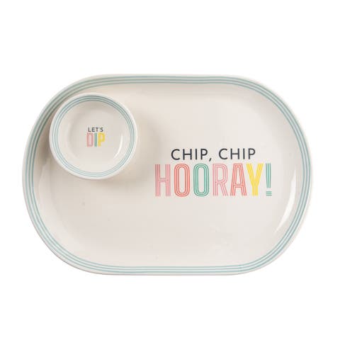 Dip/Hooray Platter & Bowl Set of 2 Ceramic Blue