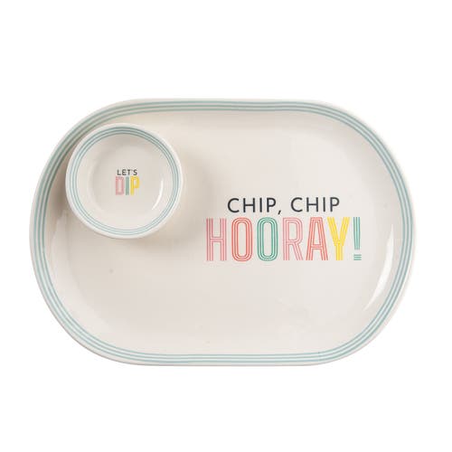 Totalee Gift Dip/hooray Platter & Bowl Set Of 2 Ceramic Blue In Multi