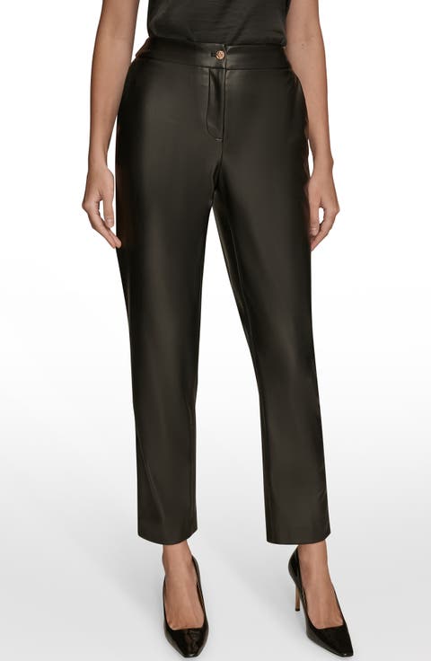 Faux Leather Ankle Slim Fit Pants