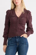 Treasure & Bond Pointelle Knit Button Front Cotton Cardigan