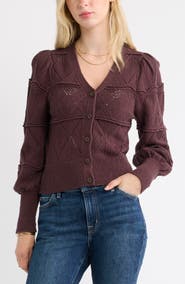 Treasure & Bond Pointelle Knit Button Front Cotton Cardigan