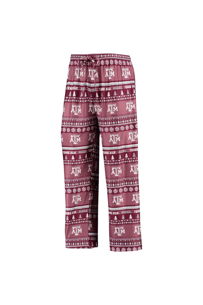 Men's Concepts Sport Maroon Texas A&M Aggies Ugly Sweater Long Sleeve T-Shirt and Pants Sleep Set, Alternate, color, Maroon