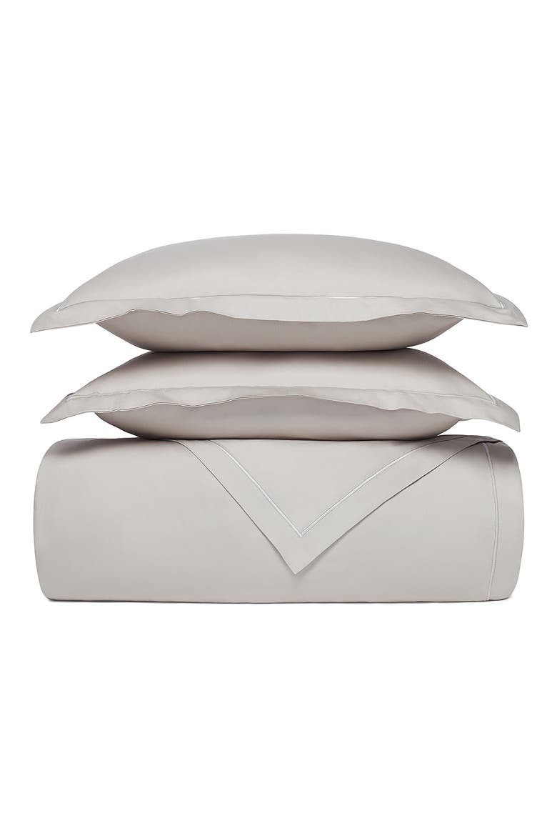 Embroidered Duvet Cover & Sham Set, Alternate, color, PEWTER