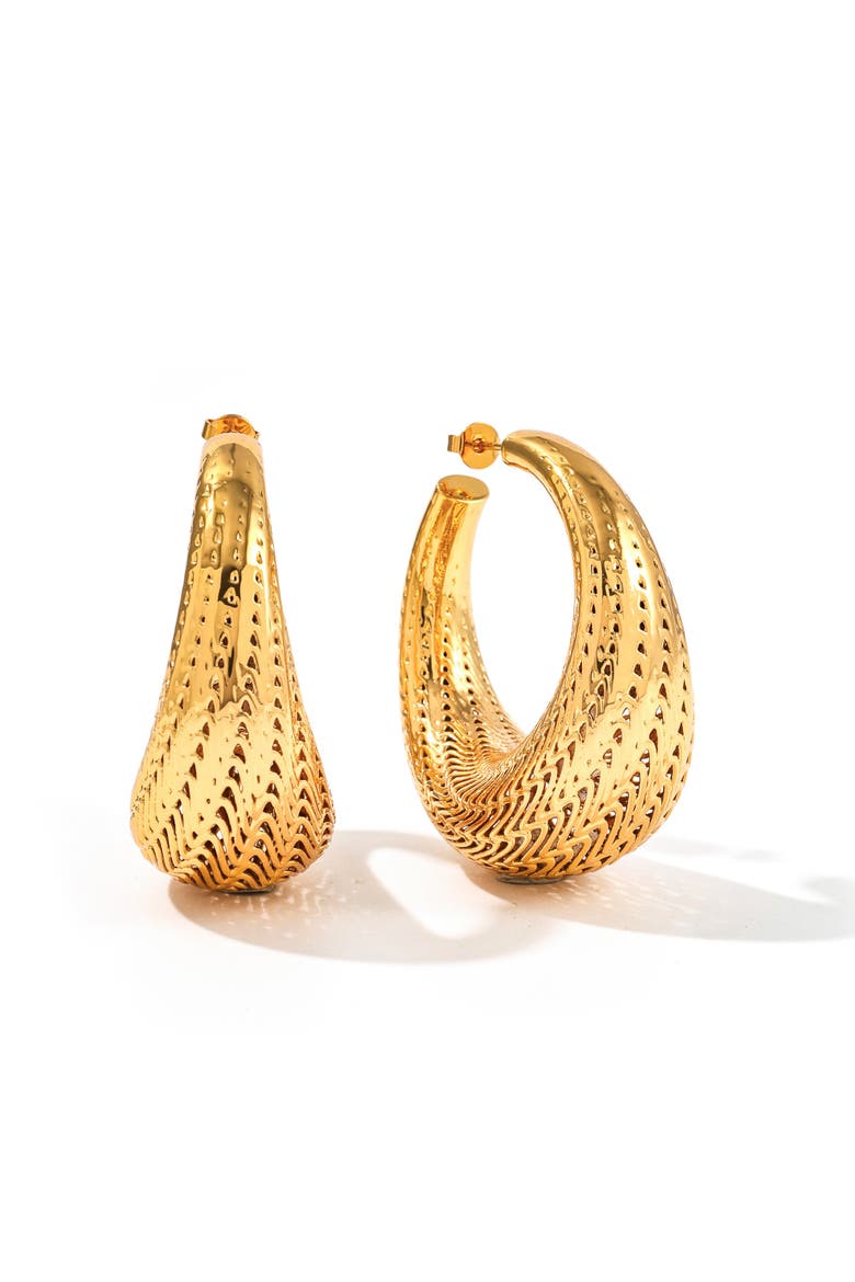Flow Large Hoop Earrings, Main, color, Gold