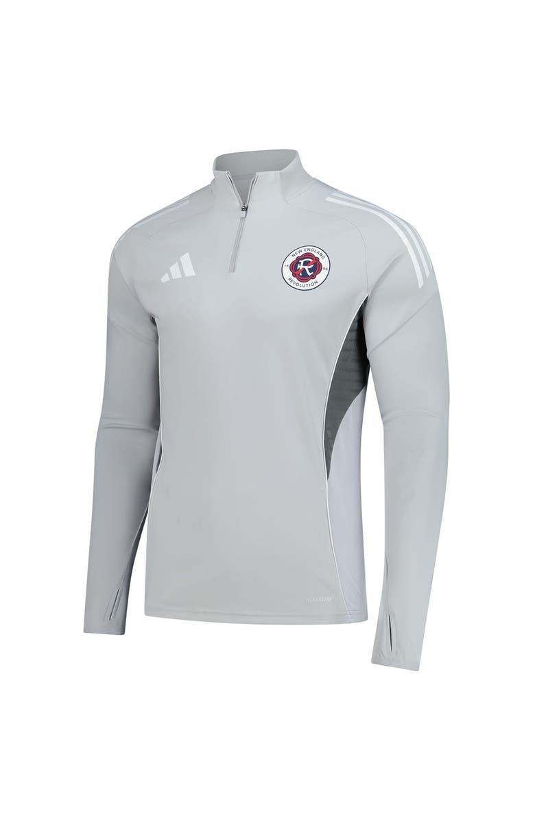 adidas Men's adidas Silver New England Revolution 2025 AEROREADY Quarter-Zip Long Sleeve Training Top, Alternate, color, Silver