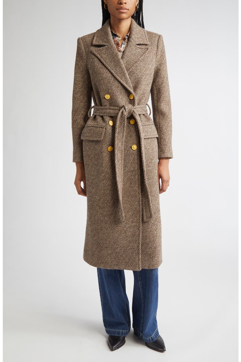 Kolina Double Breasted Wool Blend Coat, Main, color, BRACKEN BROWN/ GOLD