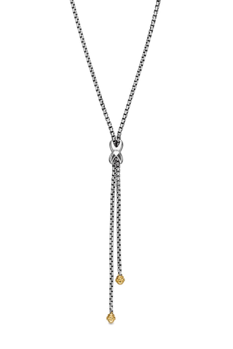 Petite X Lariat 18K Gold Y-Necklace, Alternate, color, SILVER/ YELLOW GOLD