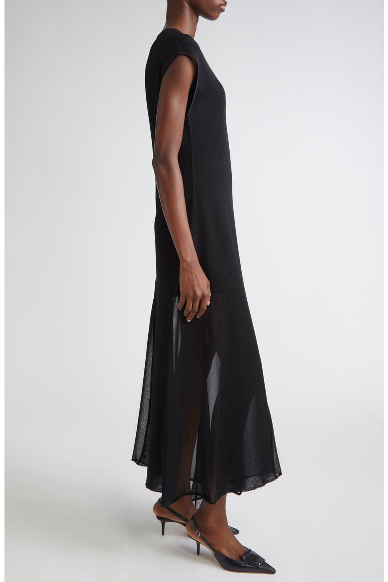 Seamed Asymmetric Dress, Alternate, color, BLACK