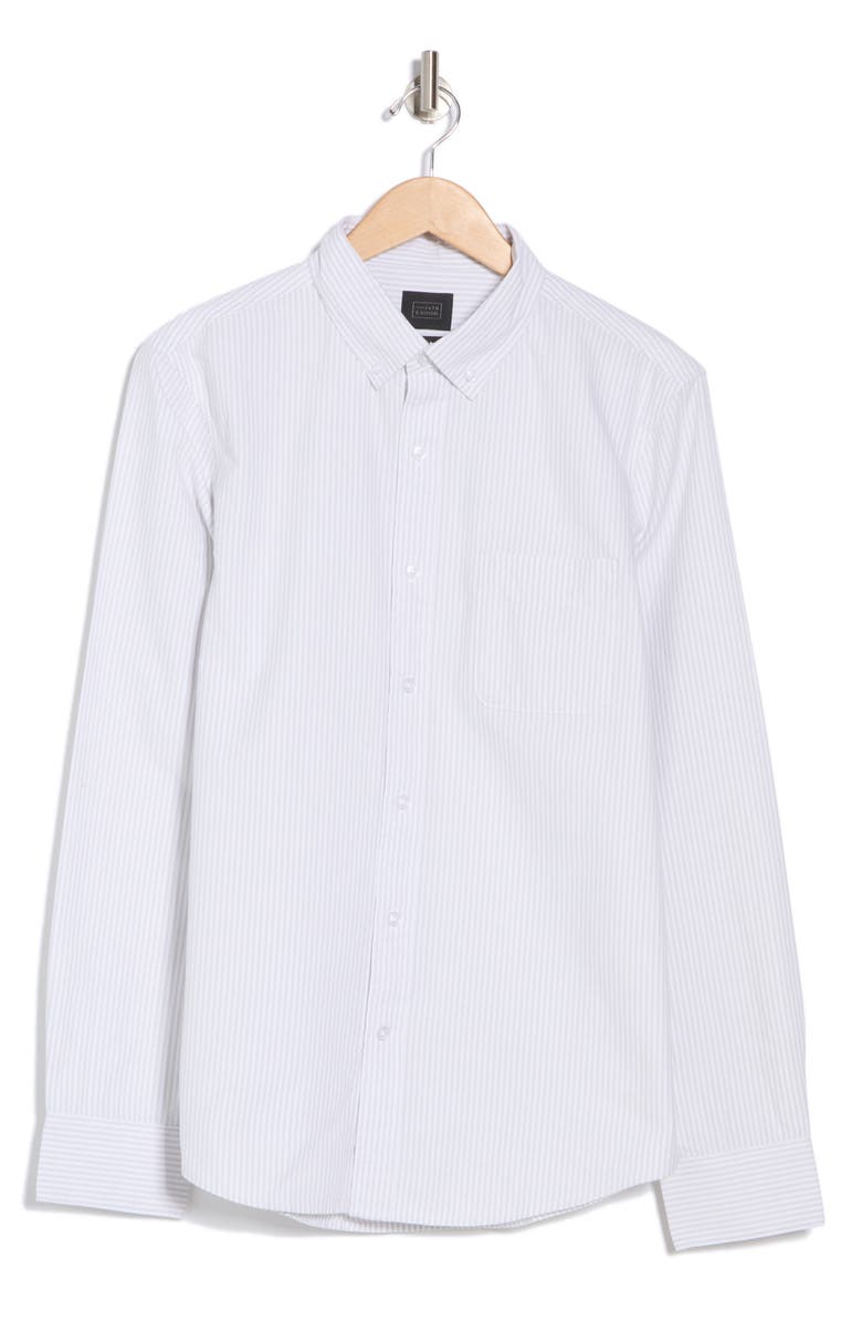 14th & Union Stripe Oxford Button-Down Shirt, Alternate, color, Grey Silk Oxford Stripe