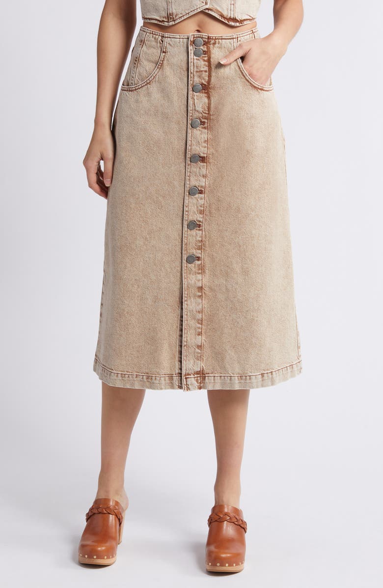 Treasure & Bond Button Front Denim Midi Skirt, Main, color,