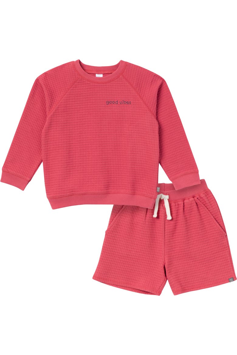 Long Sleeve Top and Shorts Set, Main, color, Dusty Red
