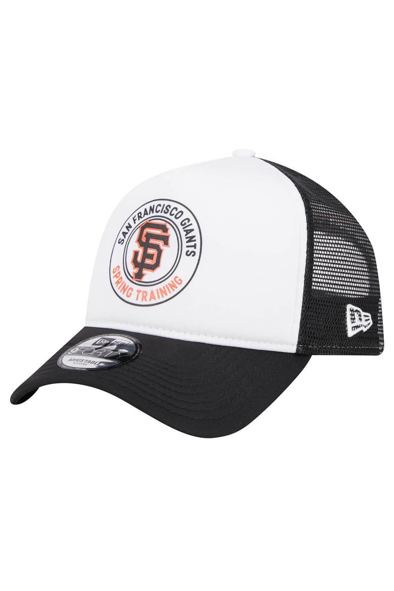 Men's New Era White/Black San Francisco Giants Spring Training Circle Foam A-Frame 9FORTY Trucker Adjustable Hat, Alternate, color, Black