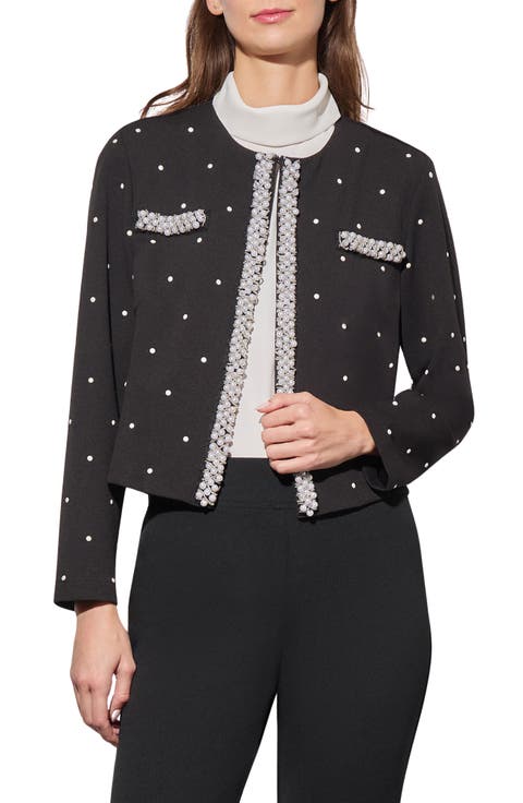Deco Embellished Stretch Crepe Jacket