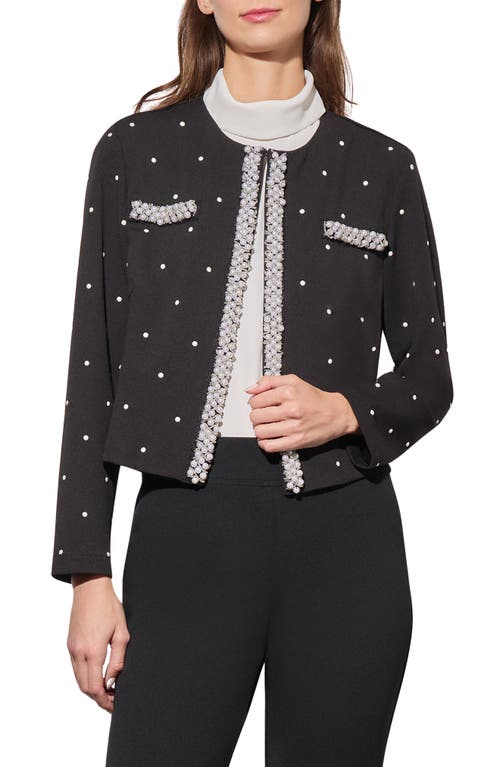 Ming Wang Deco Embellished Stretch Crepe Jacket In Black