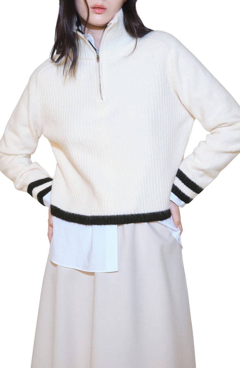 MANGO Stripe Half-Zip Sweater, Main, color,