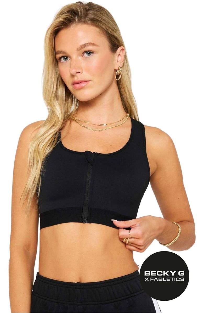 Fabletics Women's Front Zip High Impact Sports Bra, Main, color, Black