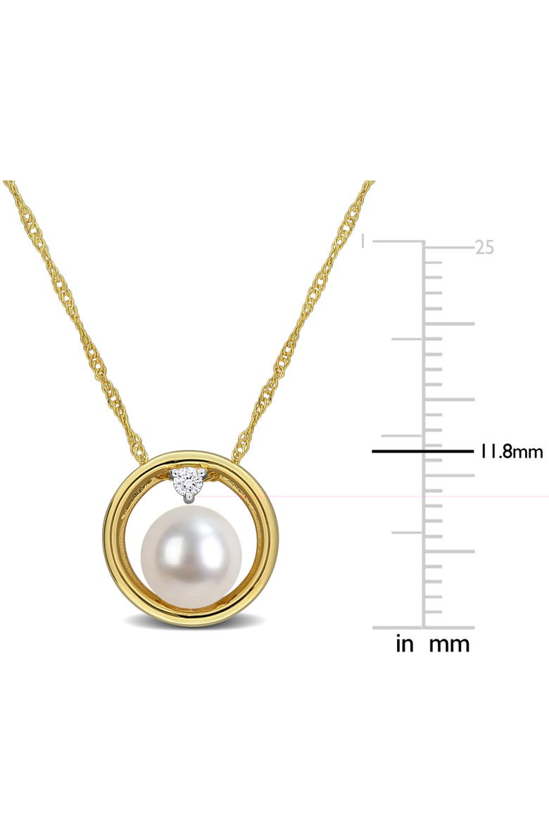 Cultured Pearl & Lab-Grown Diamond Necklace 10k, Alternate, color, Pearl