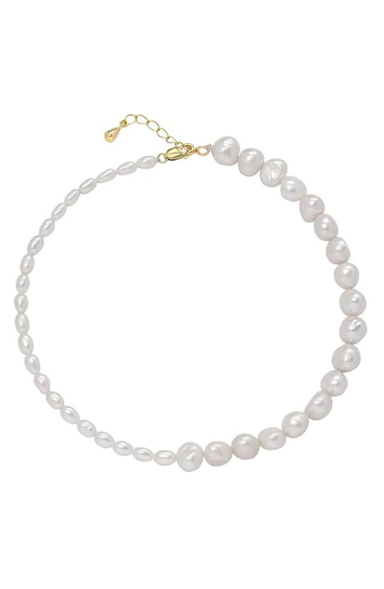 Oak & Luna Designer Kai Genuine Pearl Bracelet & Anklet in Gold-Plated Sterling Silver, Main, color, Pearl And 18K Gold Plated