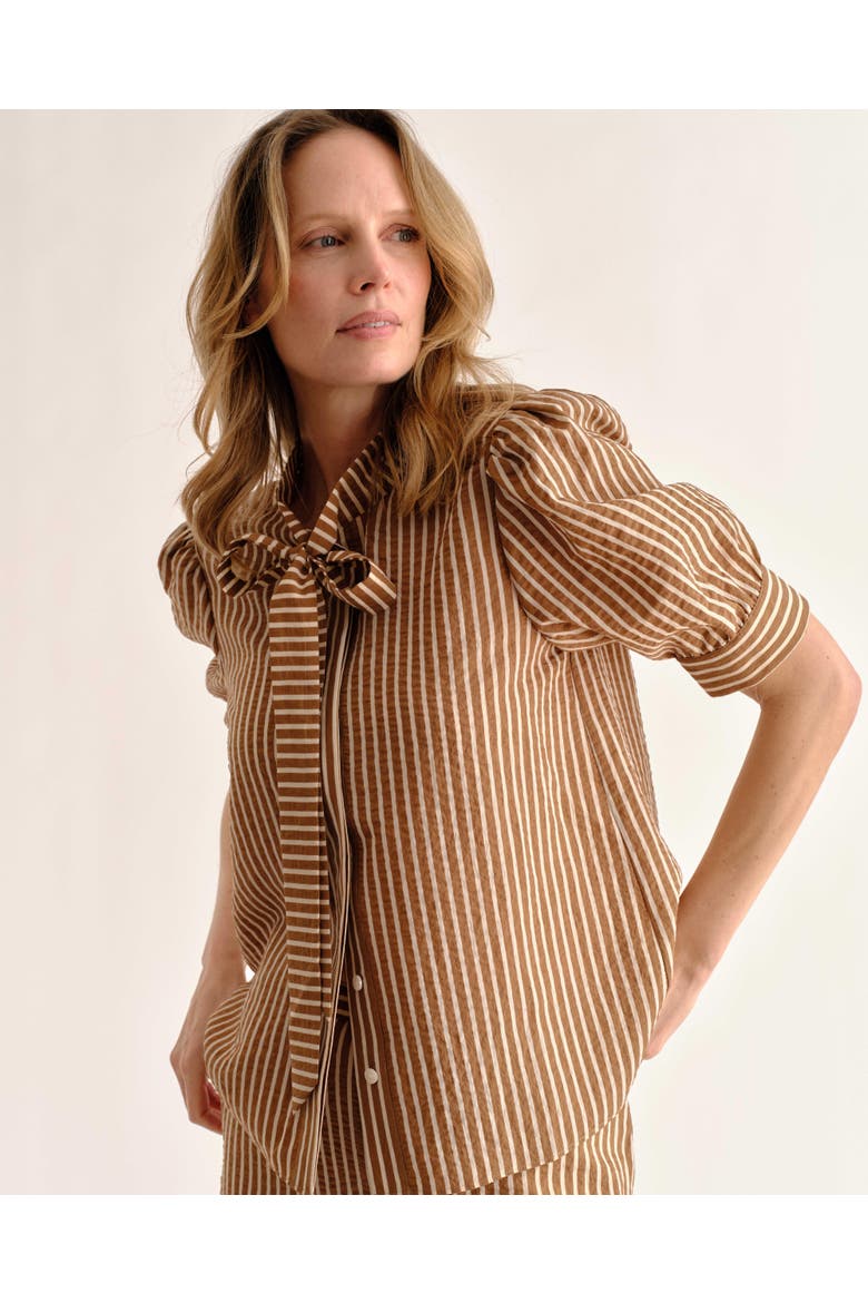 Peggy Striped Seersucker Blouse, Alternate, color, Winnetka Stripe