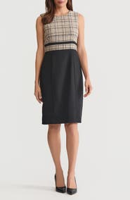 KASPER Tweed Contrast Sleeveless Sheath Dress