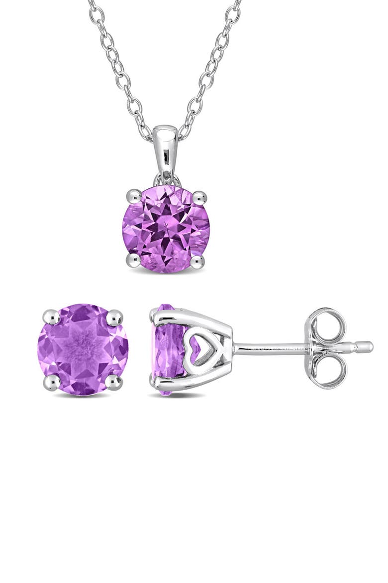 Sterling Silver Amethyst Solitaire Set, Main, color, PURPLE