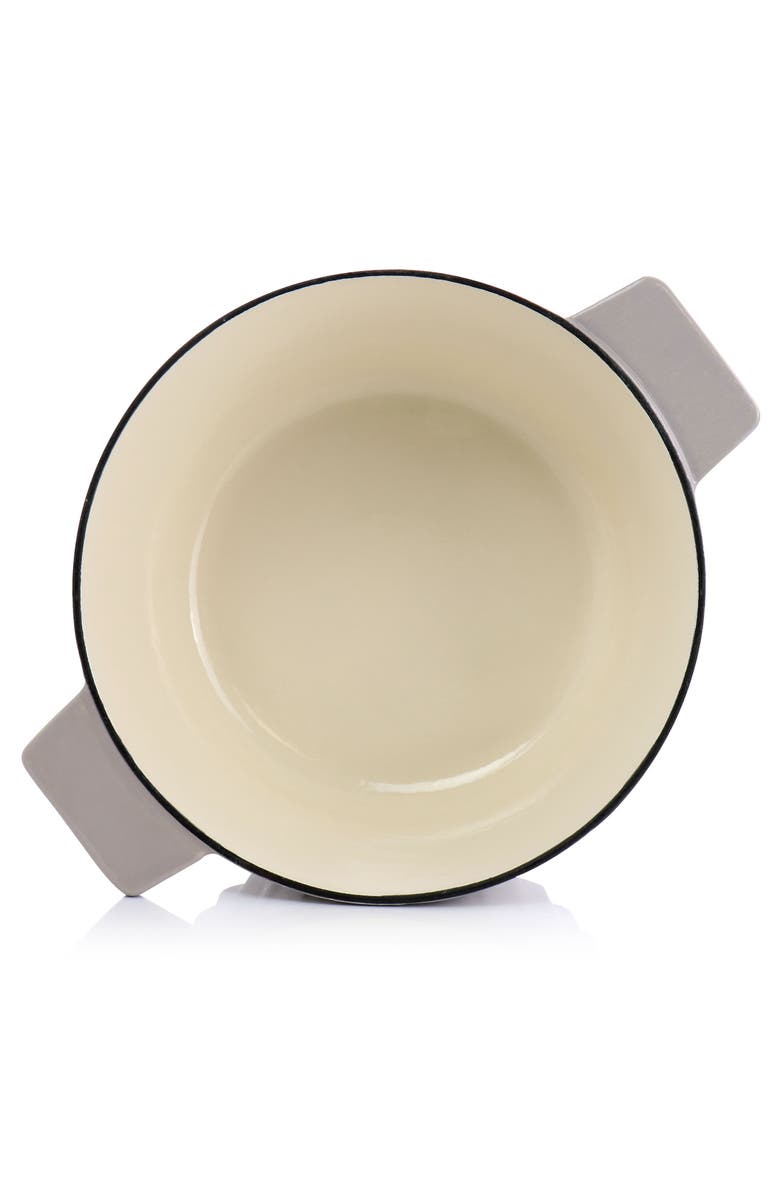 MARTHA STEWART Eastholm Enameled Cast Iron 3 Quart Embossed Stripe Dutch Oven with Lid, Alternate, color, Warm Grey